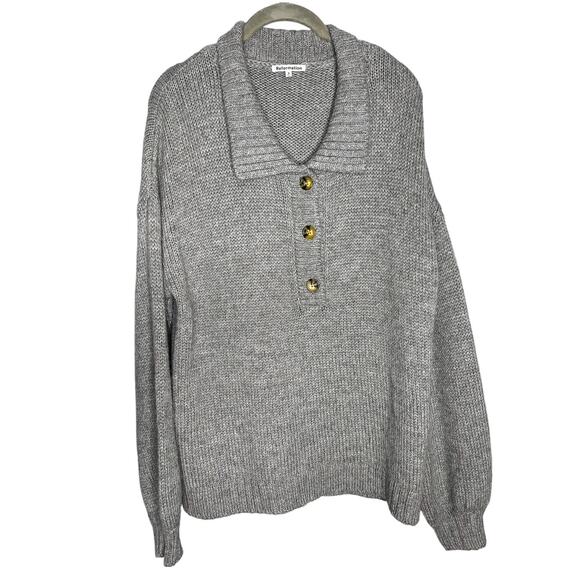 Reformation Belvedere Oversized Sweater Size Small Gray Baby Alpaca Collared - Picture 4 of 8